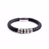Bracciale personalizzato in argento sterling da uomo a filo singolo in pelle spessa