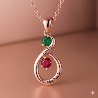 Eternal Bond – Collana personalizzata Infinity Birthstone