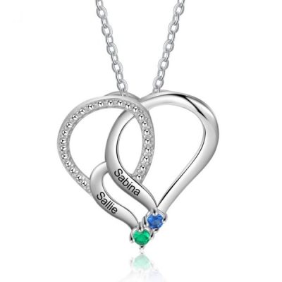 Sterling Silver Necklace 2-6 Names Birthstone Necklace