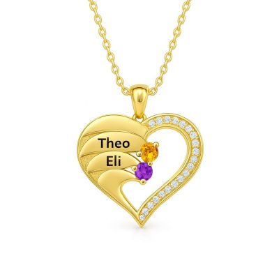 2-new-2name.jpg Newest Heart Birthstone Necklaces in 925 Sterling Silver