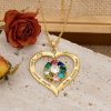 Personalized Heart Birthstone Necklace with Engraving