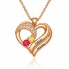 Two Hearts Forever One Necklace with Birthstones