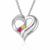 Two Hearts Forever One Necklace with Birthstones