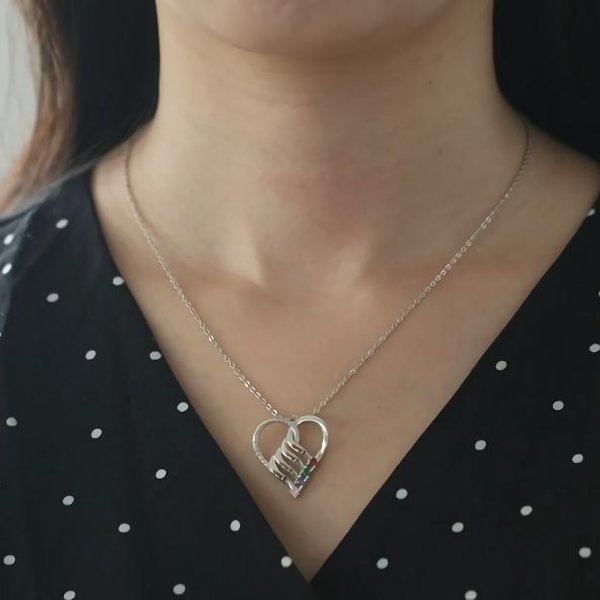 Sterling Silver Necklace 2-6 Names Birthstone Necklace