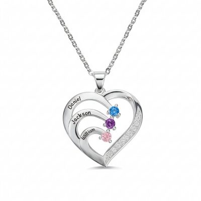 [Hot Sale] 1-6 Names Birthstone Necklace in 925 Sterling Silver