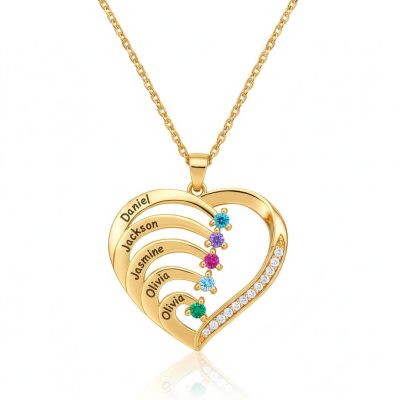 [Hot Sale] 1-6 Names Birthstone Necklace in 925 Sterling Silver