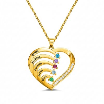 [Hot Sale] 1-6 Names Birthstone Necklace in 925 Sterling Silver