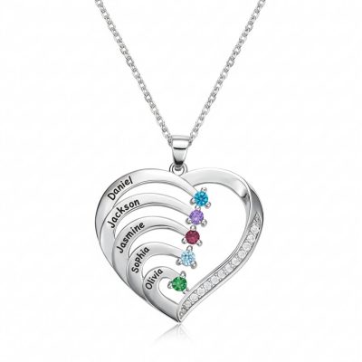 [Hot Sale] 1-6 Names Birthstone Necklace in 925 Sterling Silver