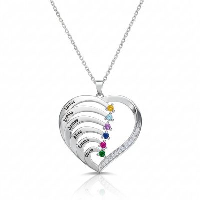 [Hot Sale] 1-6 Names Birthstone Necklace in 925 Sterling Silver