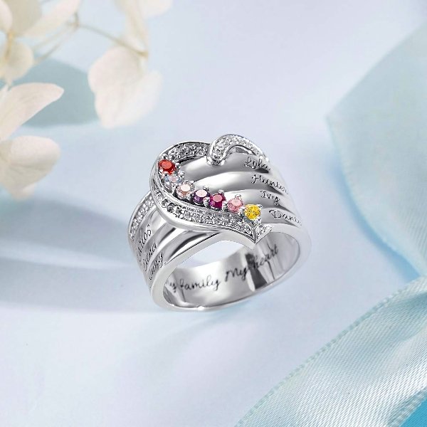 Personalized Multiple Name Ring in Silver