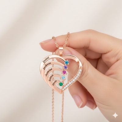 [Hot Sale] 1-6 Names Birthstone Necklace in 925 Sterling Silver