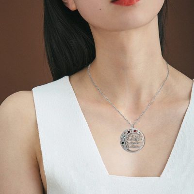 Personalized Family Tree Name Necklace Birthstone Necklace