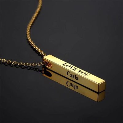 3D Engraved Bar Necklace