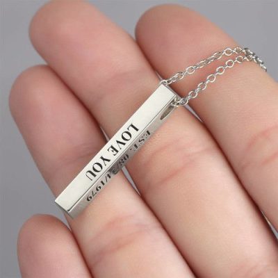 3D Engraved Bar Necklace