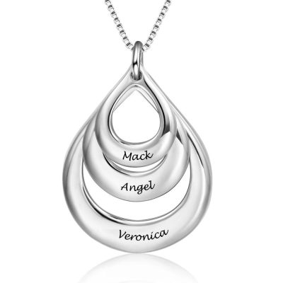 Engraved Drop Shaped Name Necklace
