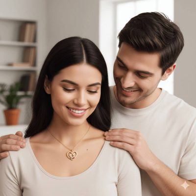 Personalized Heart Pendant Necklace with Engraved Names and Birthstones