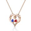 Forever Love Engraved Heart 2 Birthstone Necklace