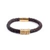 gold-brown.jpg Personalized sterling silver men Single strand thick leather bracelet