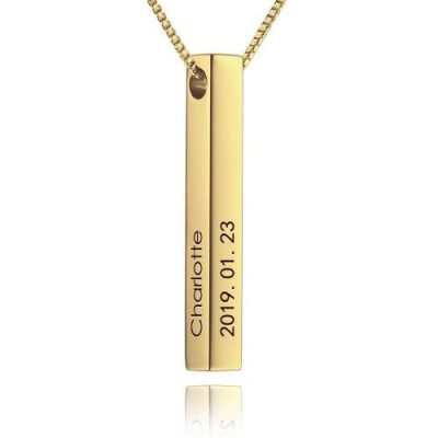 3D Engraved Bar Necklace