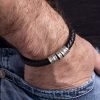 il_NxN.4411612429_enb9.jpg Personalized sterling silver men Single strand thick leather bracelet