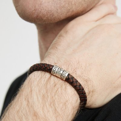 il_NxN.5695602750_ae8m.jpg Personalized sterling silver men Single strand thick leather bracelet