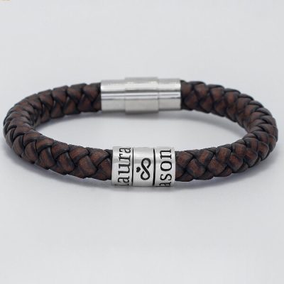 il_NxN.5695606910_py3a.jpg Personalized sterling silver men Single strand thick leather bracelet