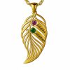 leaf-2-g.jpg feather of the same lineage Engraved Family Birthstone Necklace