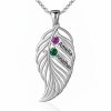 leaf-2-s.jpg feather of the same lineage Engraved Family Birthstone Necklace