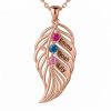 leaf-3-r.jpg feather of the same lineage Engraved Family Birthstone Necklace