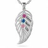 leaf-3-s.jpg feather of the same lineage Engraved Family Birthstone Necklace