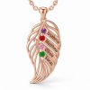 leaf-4-r.jpg feather of the same lineage Engraved Family Birthstone Necklace