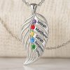 leaf-5-silver.jpg feather of the same lineage Engraved Family Birthstone Necklace