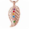 leaf-6-r.jpg feather of the same lineage Engraved Family Birthstone Necklace