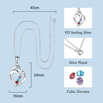 Pendant Relationship Heart Name Necklace for 3 Meaningful Necklace for Women