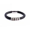 silver-black.jpg Personalized sterling silver men Single strand thick leather bracelet